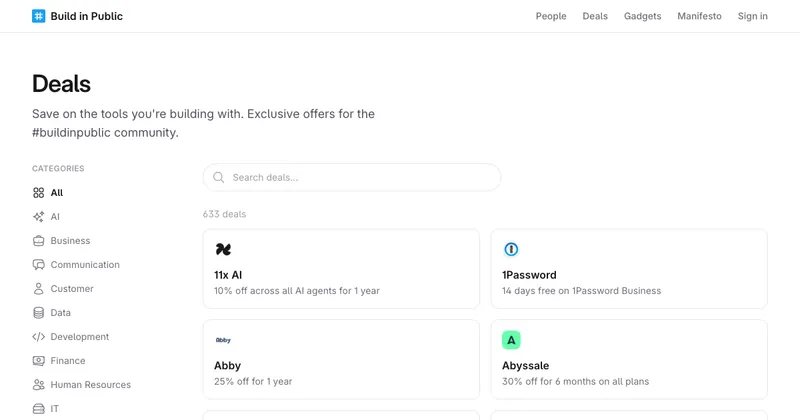 The Build in Public website