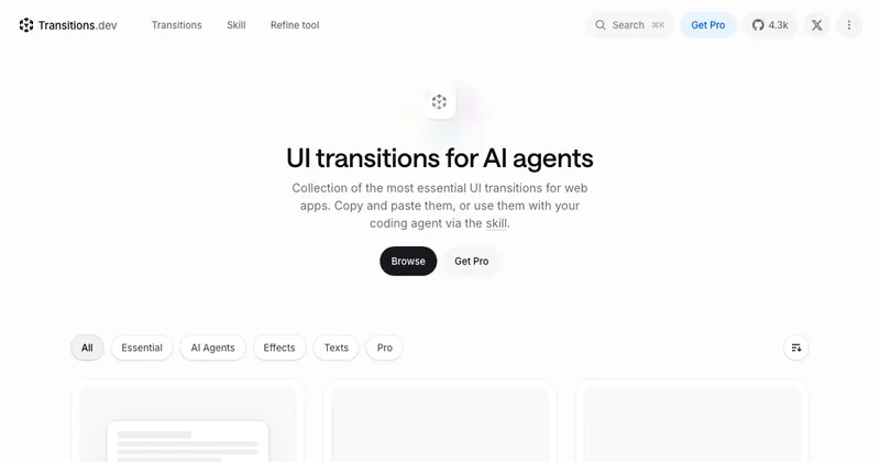 The Transitions.dev website