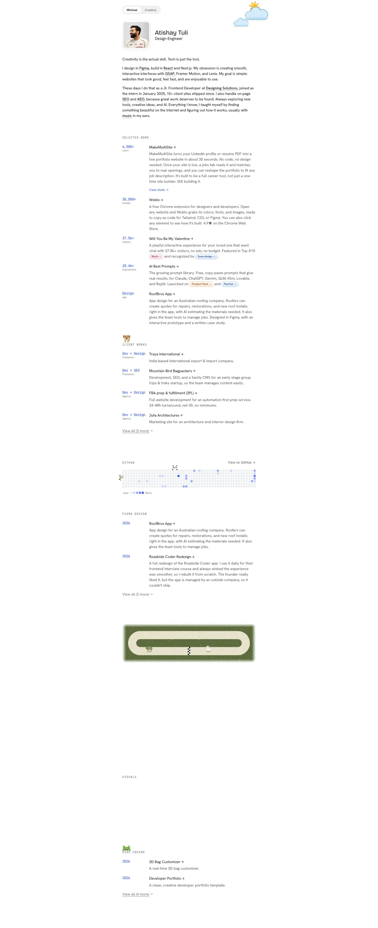Full page of Atishay Tuli